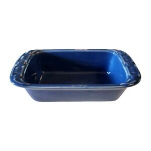 Longaberger Pottery Woven Traditions‎ Cornflower Blue Small Mini Loaf Baking Pan